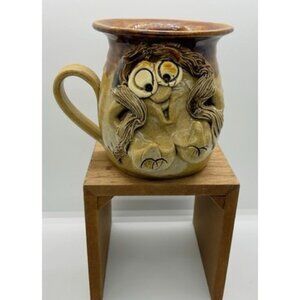 Vintage Pretty Ugly Pottery Wales Lady Coffee Mug